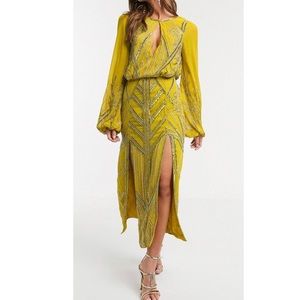 ASOS DESIGN Eivissa blouson linear embellished midi dress ALL eyes on YOU!